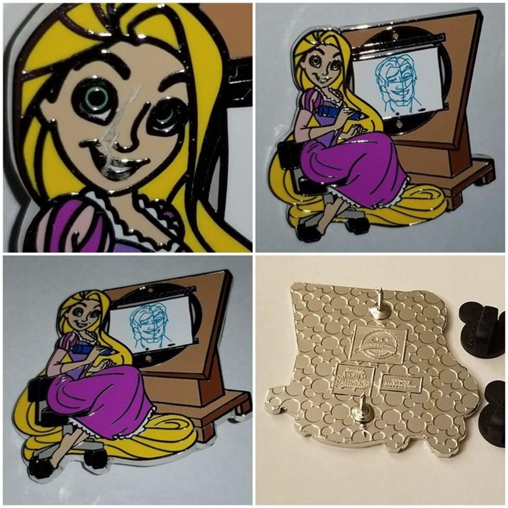 DAMAGED Pin Rapunzel Drawn to Disney Halloween Horror Cracked Face Tangled Flynn